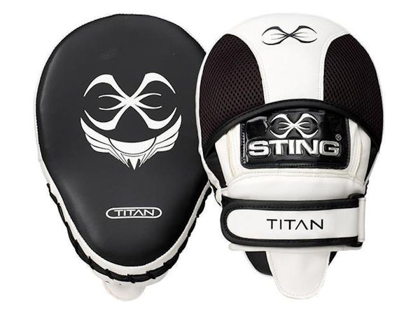 Sting Boxing Titan Leather Geo Gel Focus Pads Mitts Black White